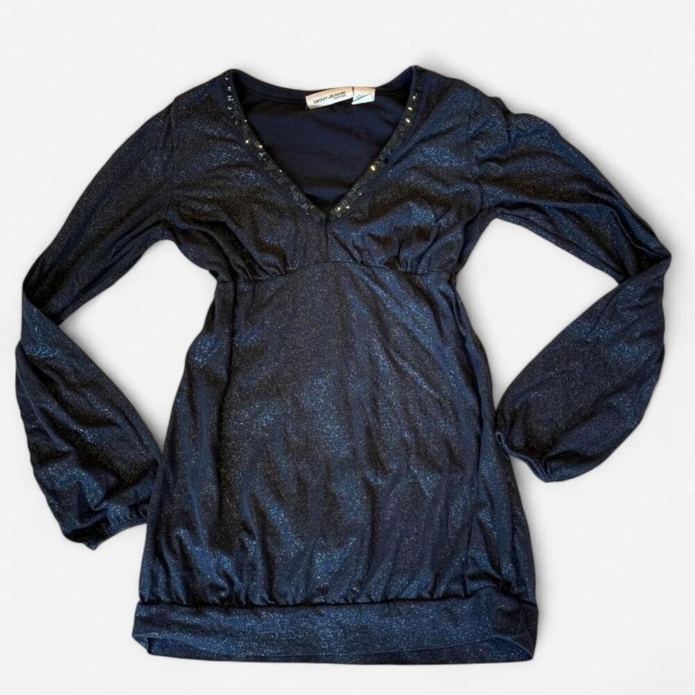 DKNY Black shimmer babydoll top